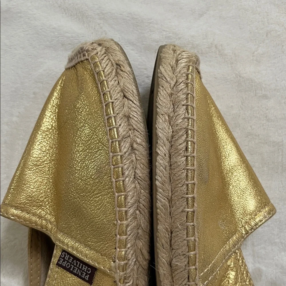 Penelope Chilvers Gold Espadrille Slip-Ons